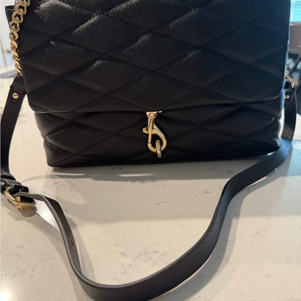 NWOT Rebecca Minkoff Edie Black Crossbody Bag-Quilted Texture, Gold Hardware